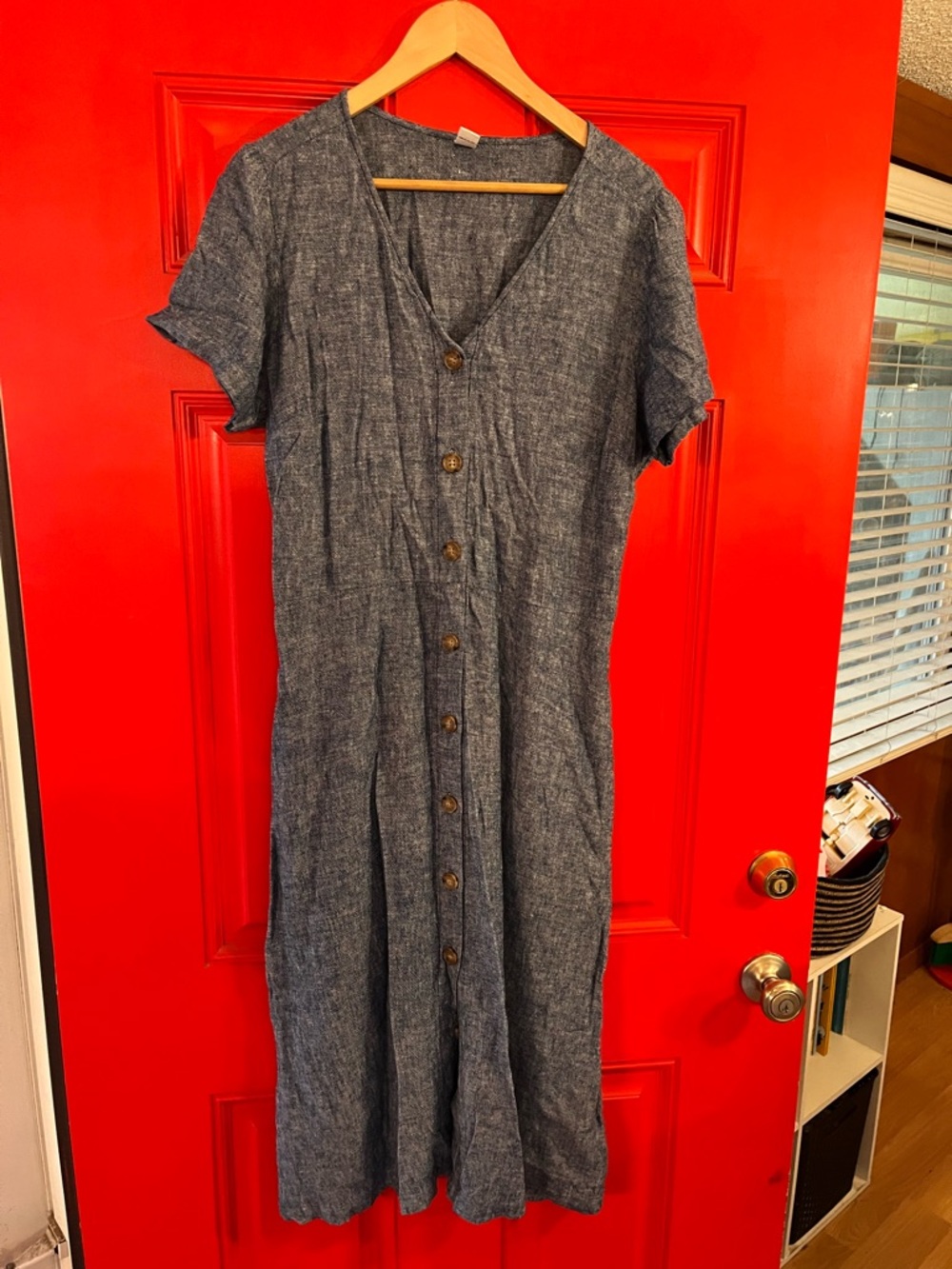 Women's old Navy Button-Front Short Sleeve Midi Dress - Blue size large
